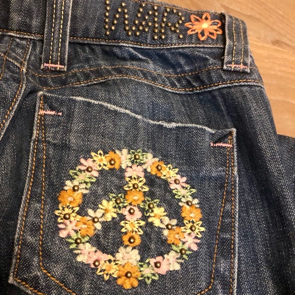 VIGOSS MAKE LOVE NOT WAR JEANS 28 $65 NEW - Picture 12 of 13